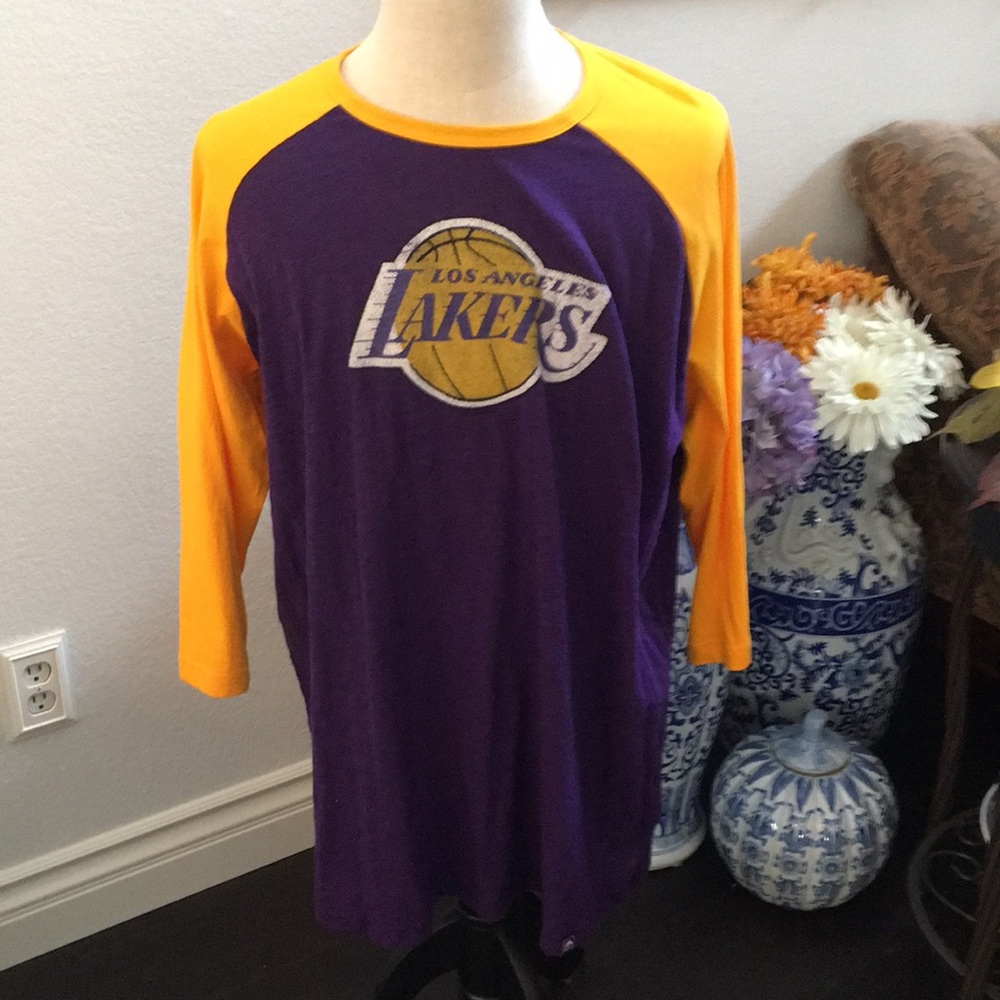 Hardwood Classics by Majestic slubknit Lakers baseball jersey